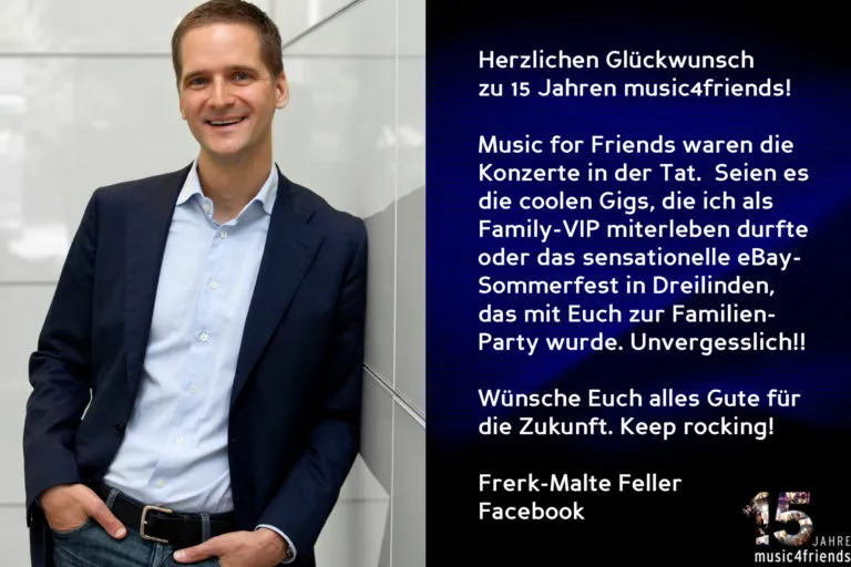 Gratulation zum 15-jährigen Jubiläum von Music4Friends mit Wegbegleitern.
